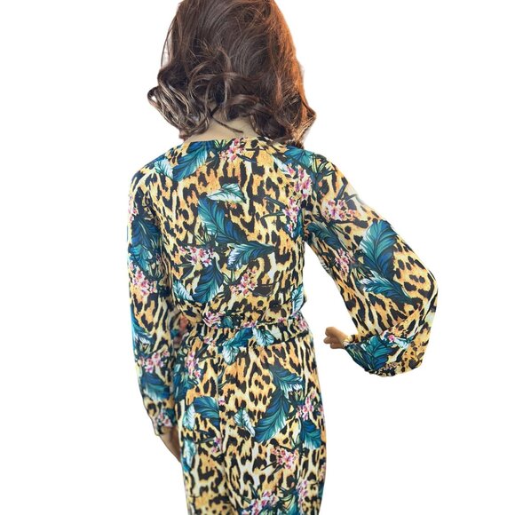 boohoo tropical‎ animal print cut-out beach jumpsuit Size Small - Picture 9 of 11